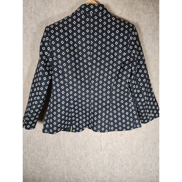 VINCE CAMUTO Women's Black White Diamond Print Blazer Jacket SZ 4 - Picture 2 of 9